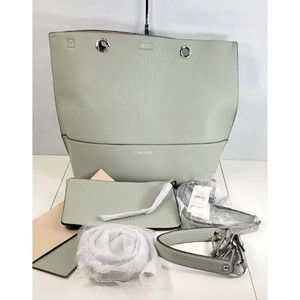 Calvin Klein Mint Green & Tan Reversible Sonoma Tote Shoulder Hand Bag W/Straps